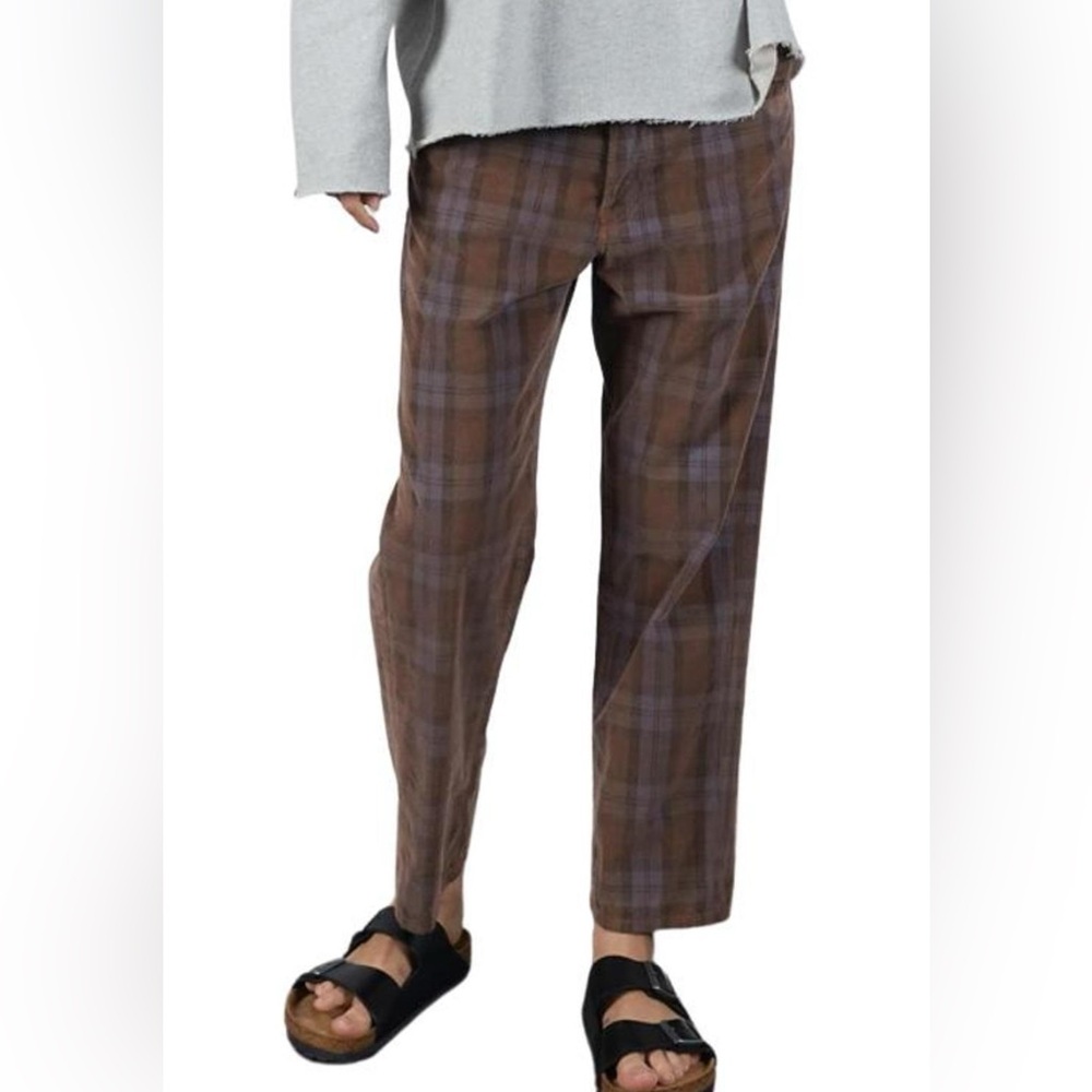 6397 Shorty Jeans - Camel Plaid Corduory